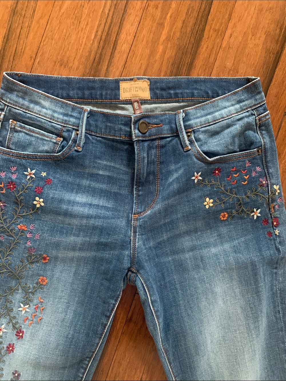 DRIFTWOOD Light Blue Embroidered Wide-Leg Jeans - Picture 2 of 10